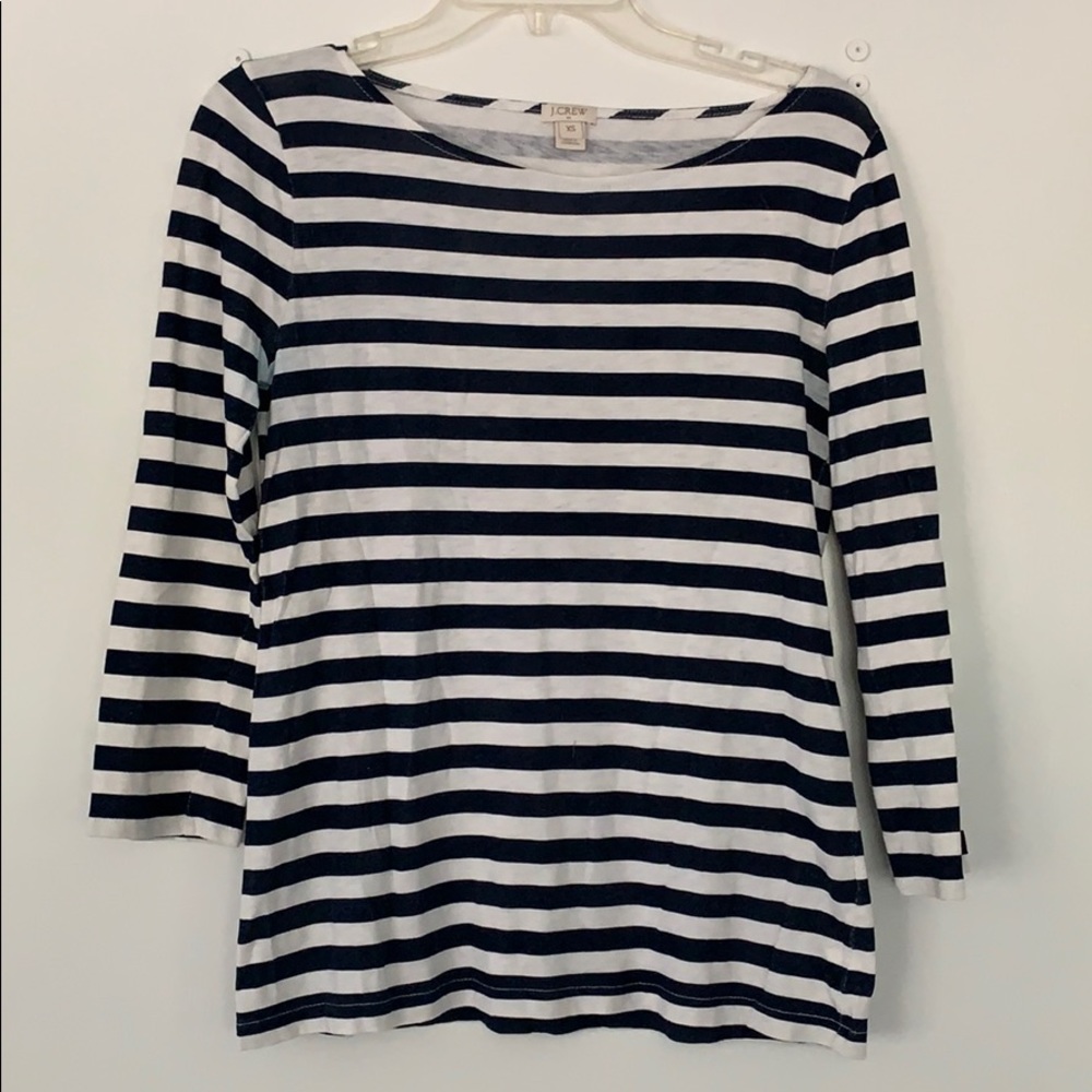 J.Crew navy/white striped boat neck tee